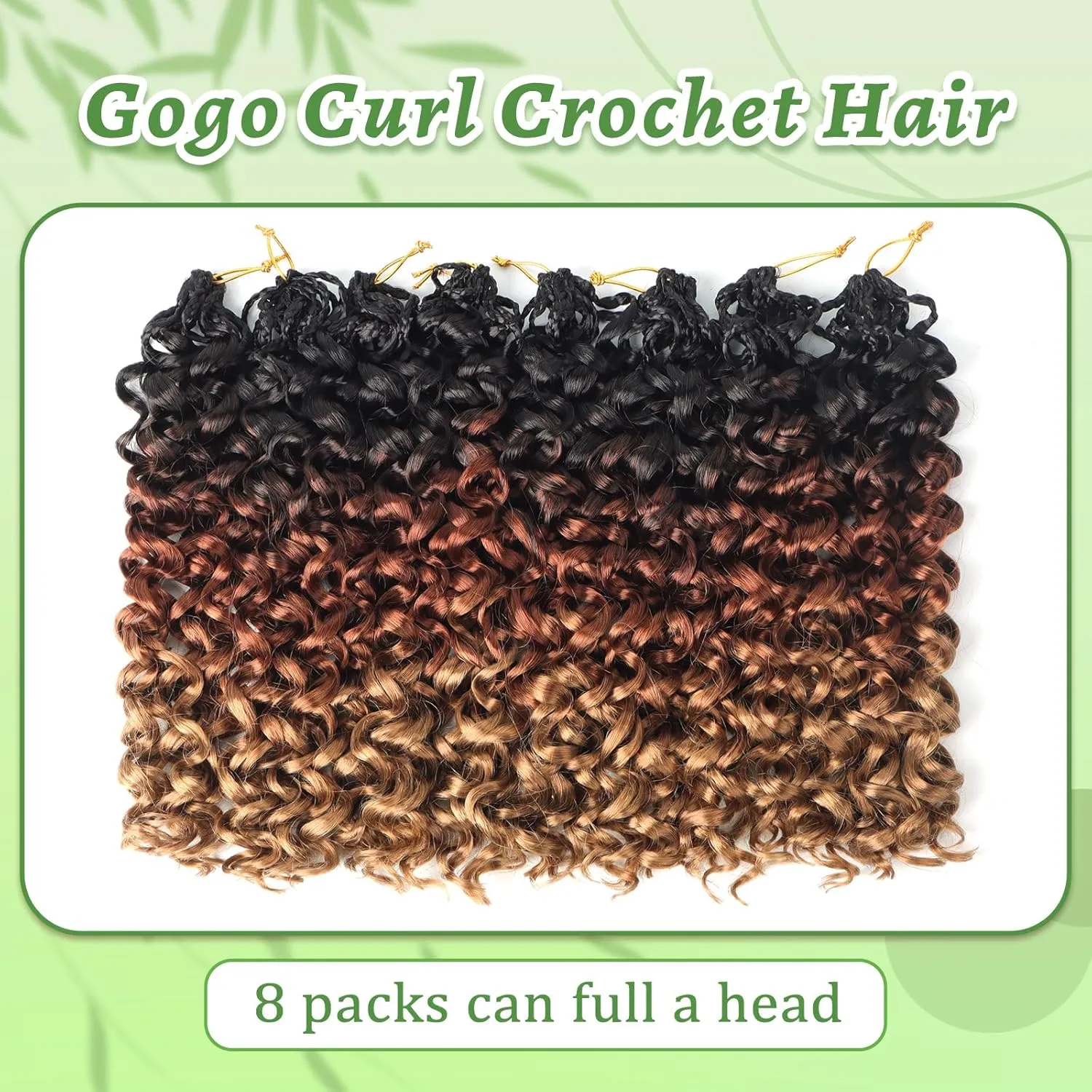 Gogo Curl Crochet Hair 8 Packs Ocean Wave Crochet Hair Pre Looped Deep Twist Goddess Box Braids Curly Water Wave Synthetic Braiding Hair For Black Women (#T1B/30/27, 18 Inch (Pack of 8))