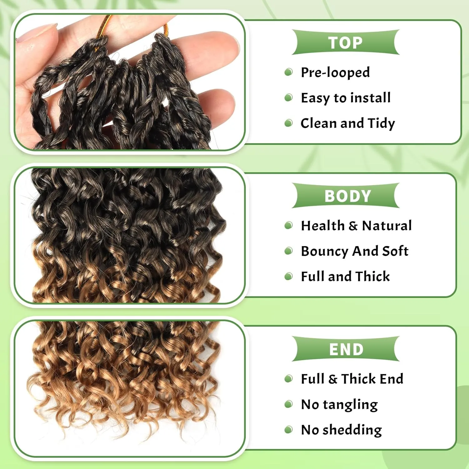 Gogo Curl Crochet Hair 8 Packs Ocean Wave Crochet Hair Pre Looped Deep Twist Goddess Box Braids Curly Water Wave Synthetic Braiding Hair For Black Women (#T27, 18 Inch (Pack of 8))