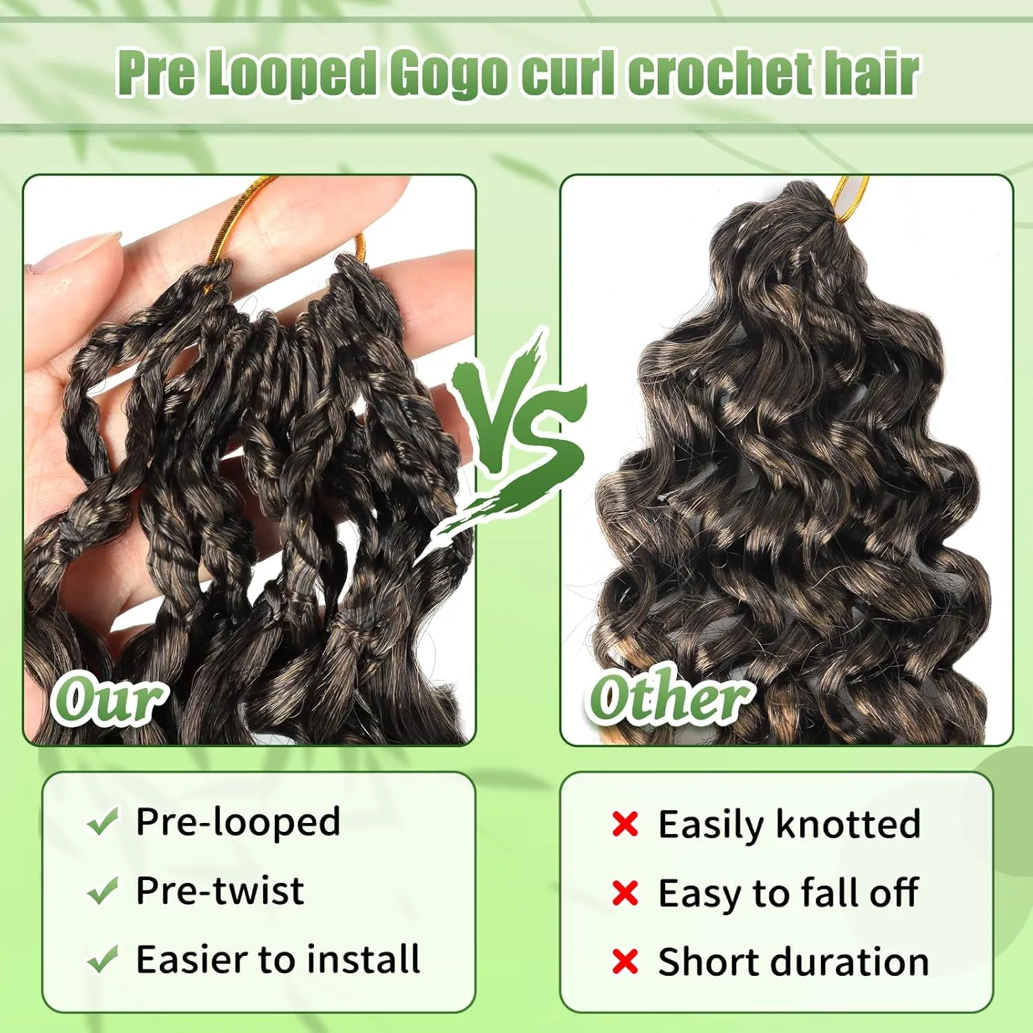 Gogo Curl Crochet Hair 8 Packs Ocean Wave Crochet Hair Pre Looped Deep Twist Goddess Box Braids Curly Water Wave Synthetic Braiding Hair For Black Women (#T27, 18 Inch (Pack of 8))