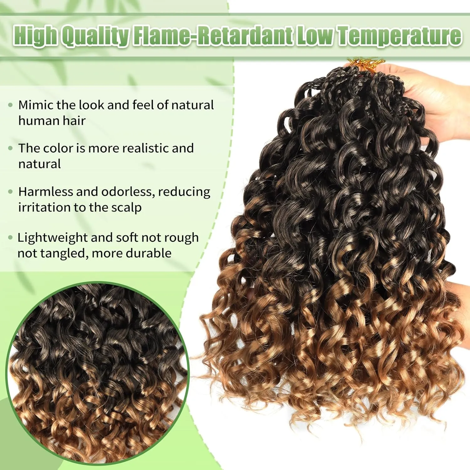 Gogo Curl Crochet Hair 8 Packs Ocean Wave Crochet Hair Pre Looped Deep Twist Goddess Box Braids Curly Water Wave Synthetic Braiding Hair For Black Women (#T27, 18 Inch (Pack of 8))