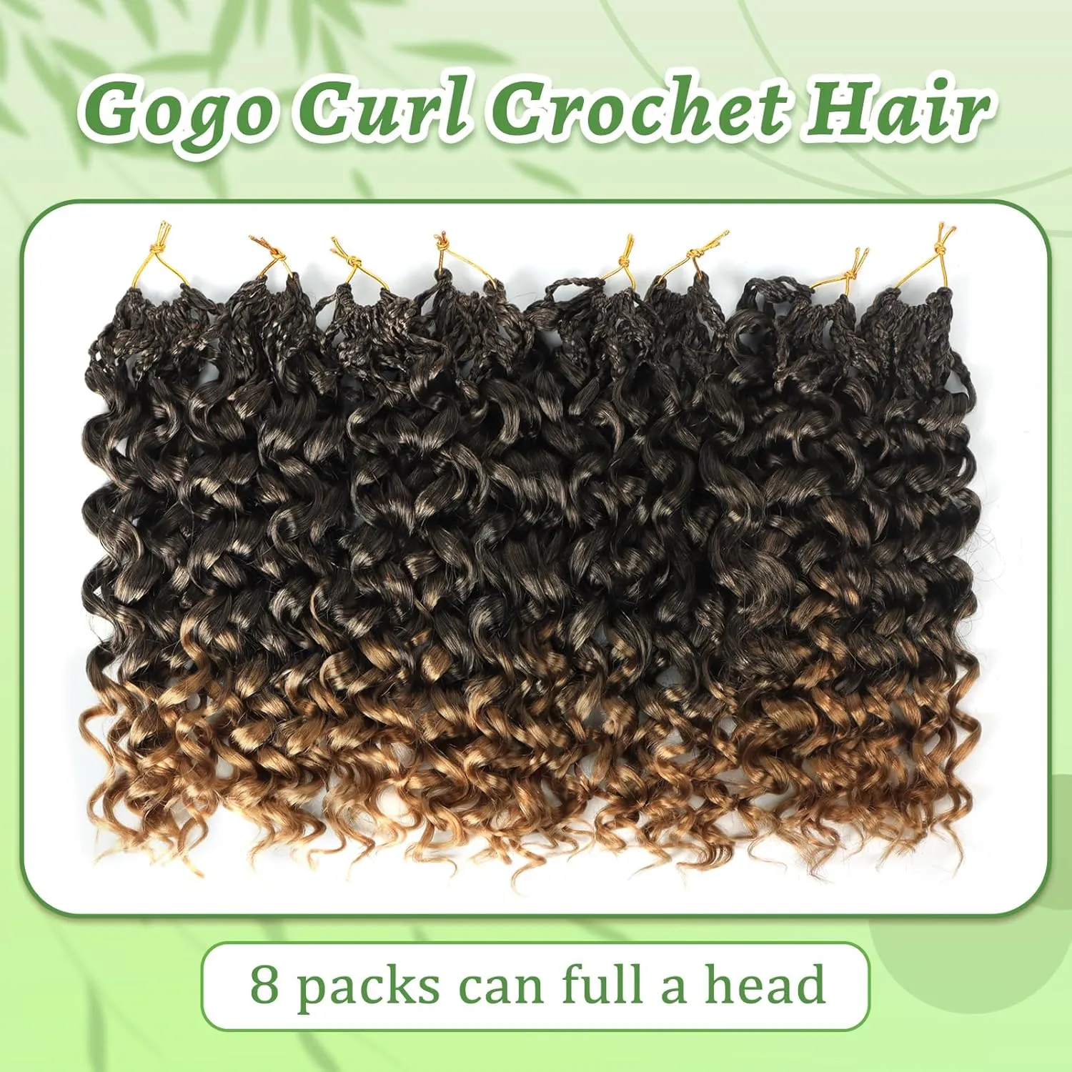 Gogo Curl Crochet Hair 8 Packs Ocean Wave Crochet Hair Pre Looped Deep Twist Goddess Box Braids Curly Water Wave Synthetic Braiding Hair For Black Women (#T27, 18 Inch (Pack of 8))