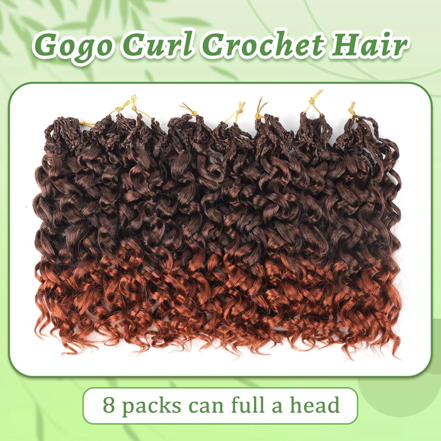 Gogo Curl Crochet Hair 8 Packs Ocean Wave Crochet Hair Pre Looped Deep Twist Goddess Box Braids Curly Water Wave Synthetic Braiding Hair For Black Women (#T350, 18 Inch (Pack of 8))