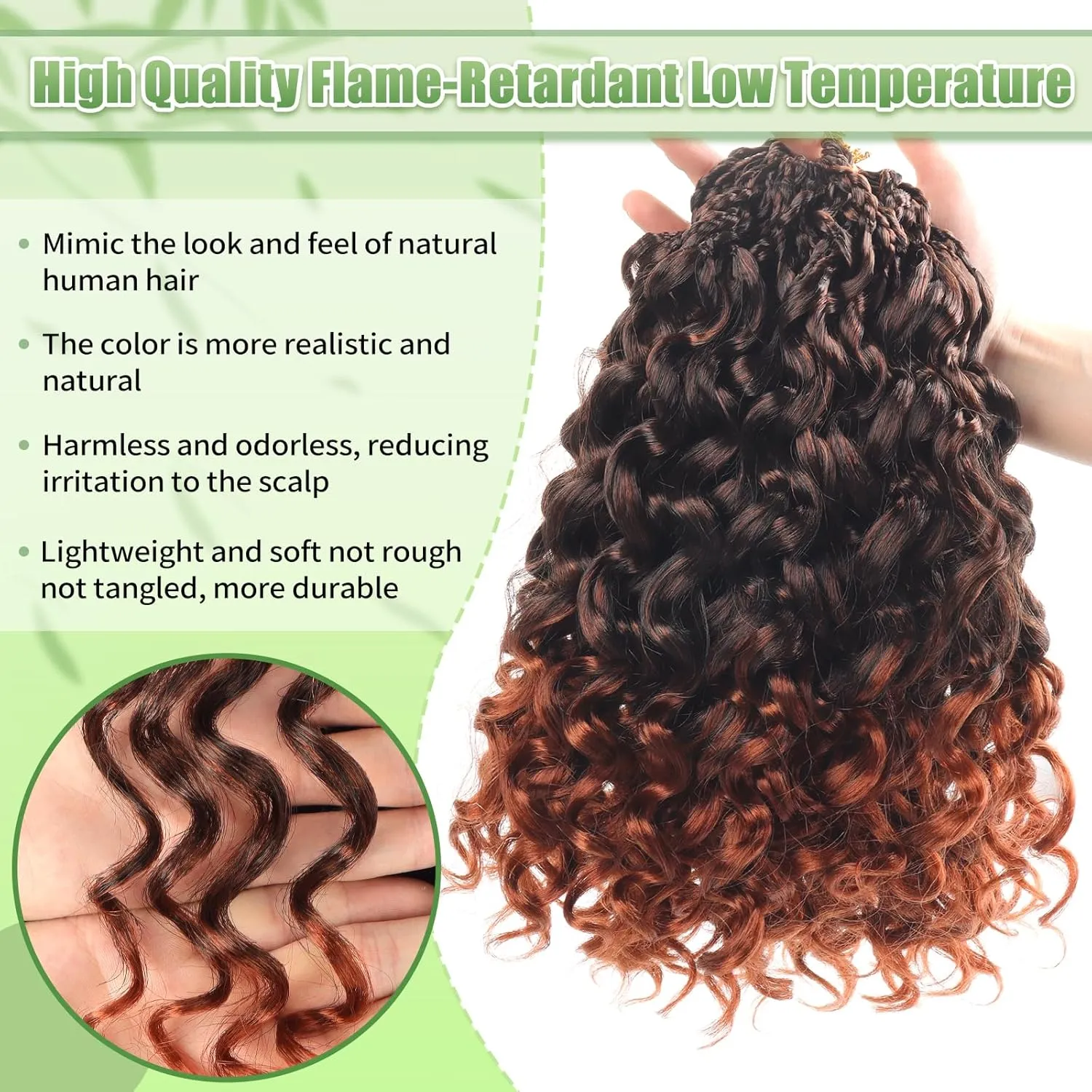 Gogo Curl Crochet Hair 8 Packs Ocean Wave Crochet Hair Pre Looped Deep Twist Goddess Box Braids Curly Water Wave Synthetic Braiding Hair For Black Women (#T350, 18 Inch (Pack of 8))