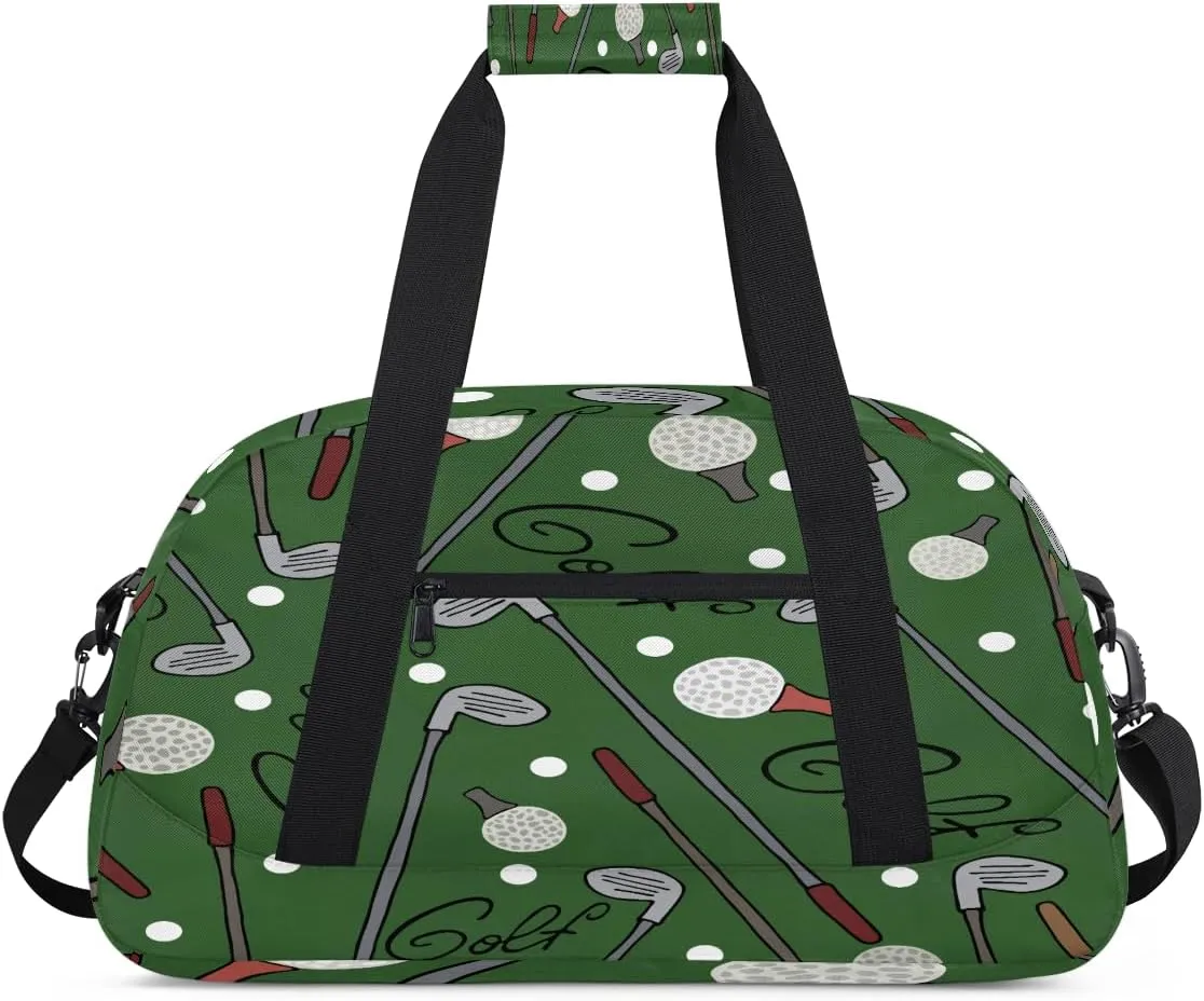 Golf Kids Overnighter Duffel Bags for Boys, Carry-On Size Sports Gym Bag with Front Zipper Pocket for School Practice or Overnight Travel Weekender Sleepover Tote Bag