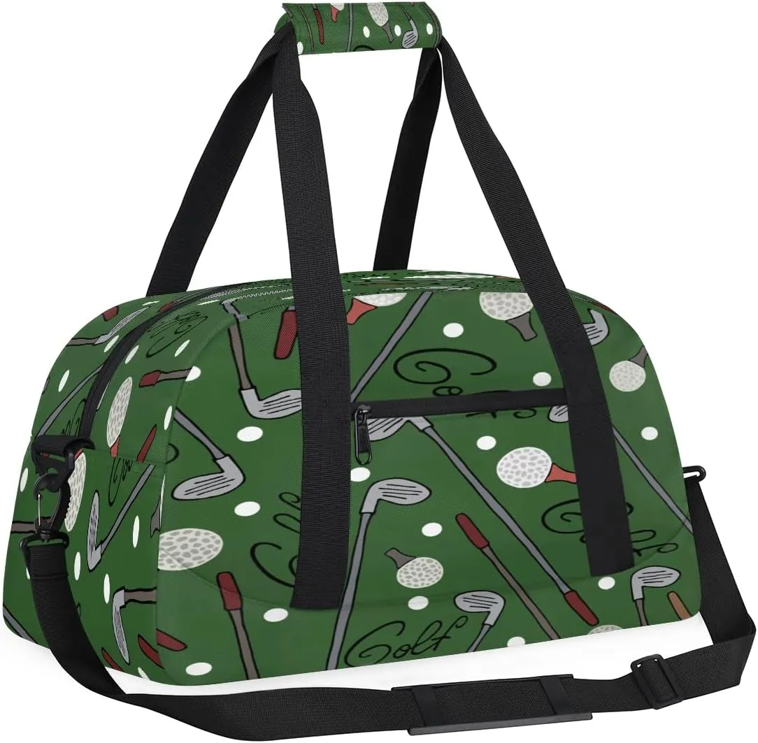 Golf Kids Overnighter Duffel Bags for Boys, Carry-On Size Sports Gym Bag with Front Zipper Pocket for School Practice or Overnight Travel Weekender Sleepover Tote Bag