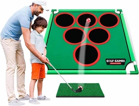 Golf Game Play Set, Golf Chipping Game Cornhole Game Includes 20 Velcro Golf Balls, Putting Mat, Golf Target Games for Golfers Fathers Indoor Outdoor Lawn Backyard