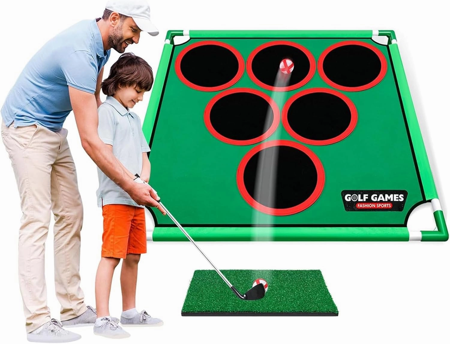 Golf Game Play Set, Golf Chipping Game Cornhole Game Includes 20 Velcro Golf Balls, Putting Mat, Golf Target Games for Golfers Fathers Indoor Outdoor Lawn Backyard
