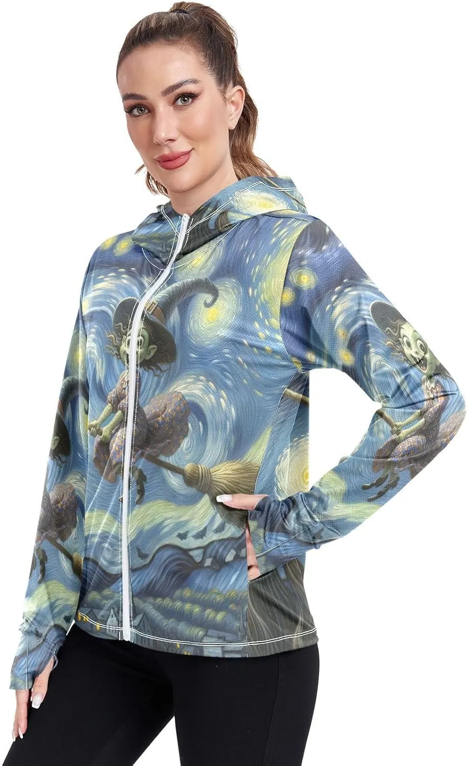 Golfing Bear Workout Hoodie Upf 50 , Sunscreen Shirts Women Long Sleeve, Zip Hoodie, Outdoor Clothing Women