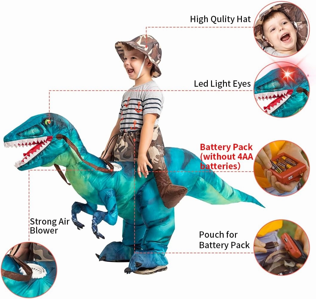 GOOSH Inflatable Dinosaur Costume for Kids Halloween Costumes Boys Girls Funny Blow up Costume for Halloween Party Cosplay…