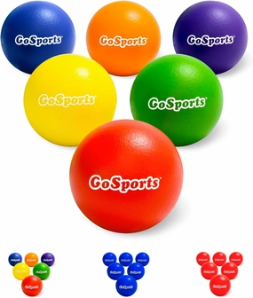 GoSports Soft Skin Foam Playground Dodgeballs - Choose 6 or 7 Inch No Sting Balls for Kids - Set of 6 Includes Mesh Carry Bag