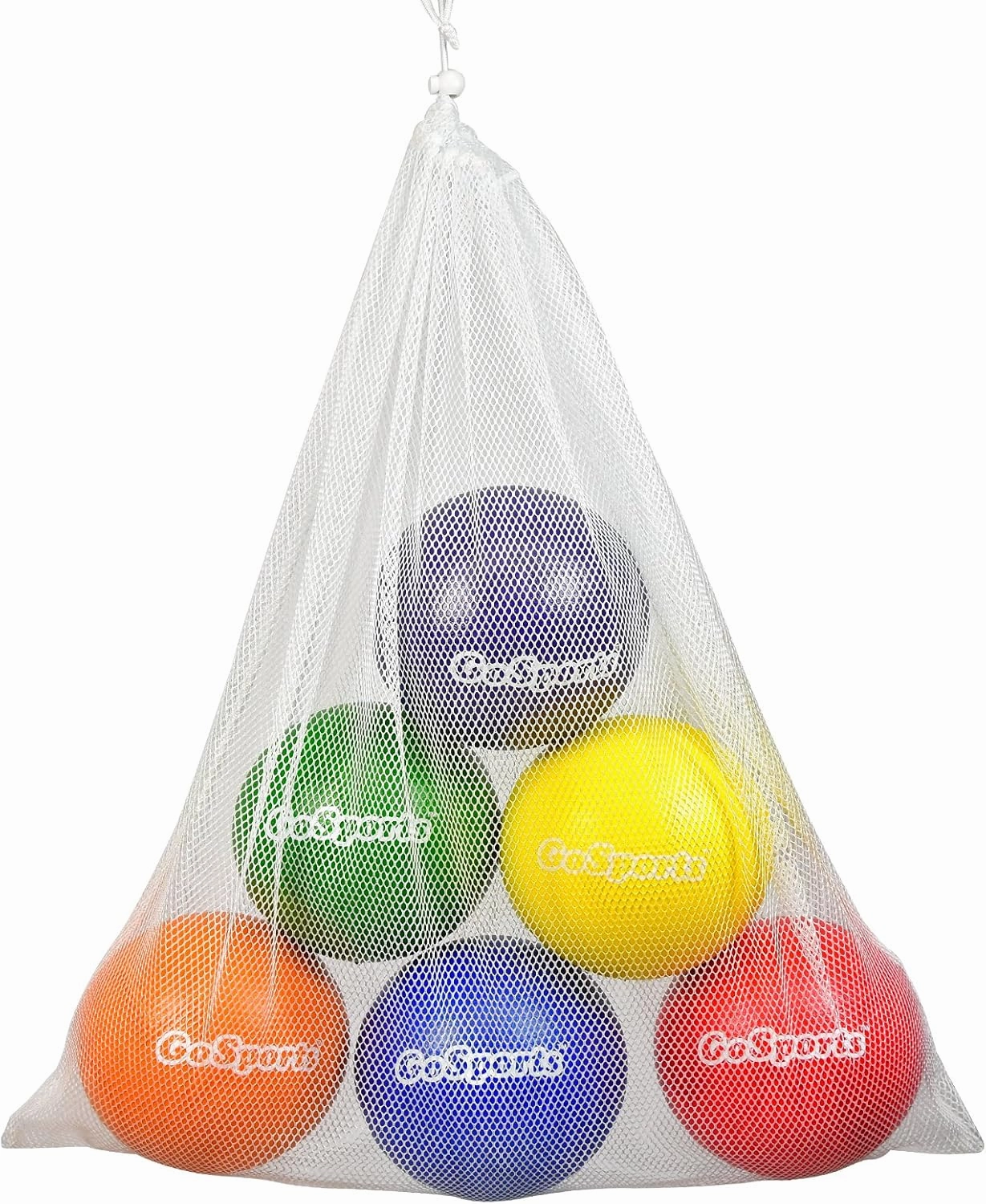 GoSports Soft Skin Foam Playground Dodgeballs - Choose 6 or 7 Inch No Sting Balls for Kids - Set of 6 Includes Mesh Carry Bag