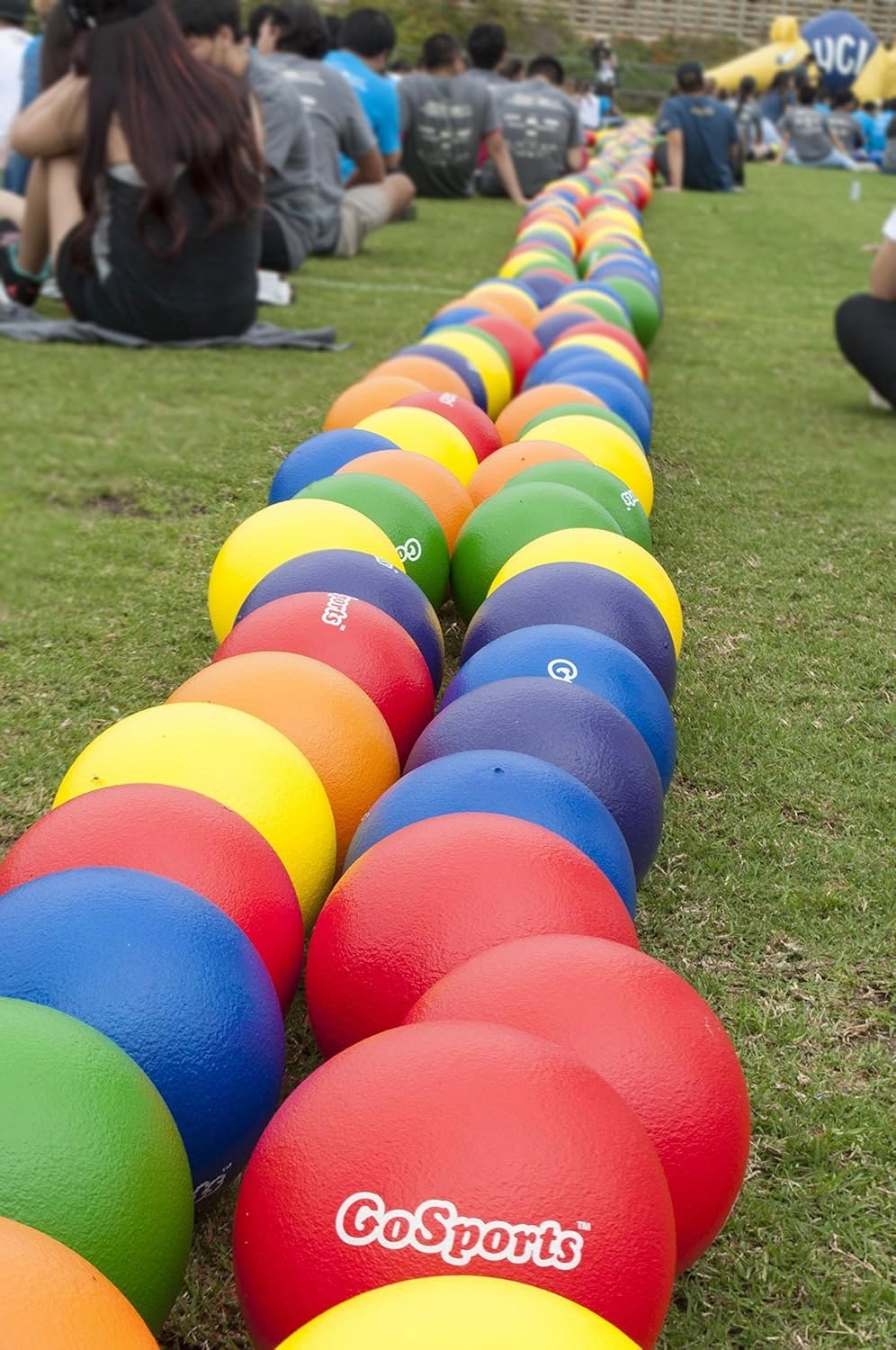 GoSports Soft Skin Foam Playground Dodgeballs - Choose 6 or 7 Inch No Sting Balls for Kids - Set of 6 Includes Mesh Carry Bag