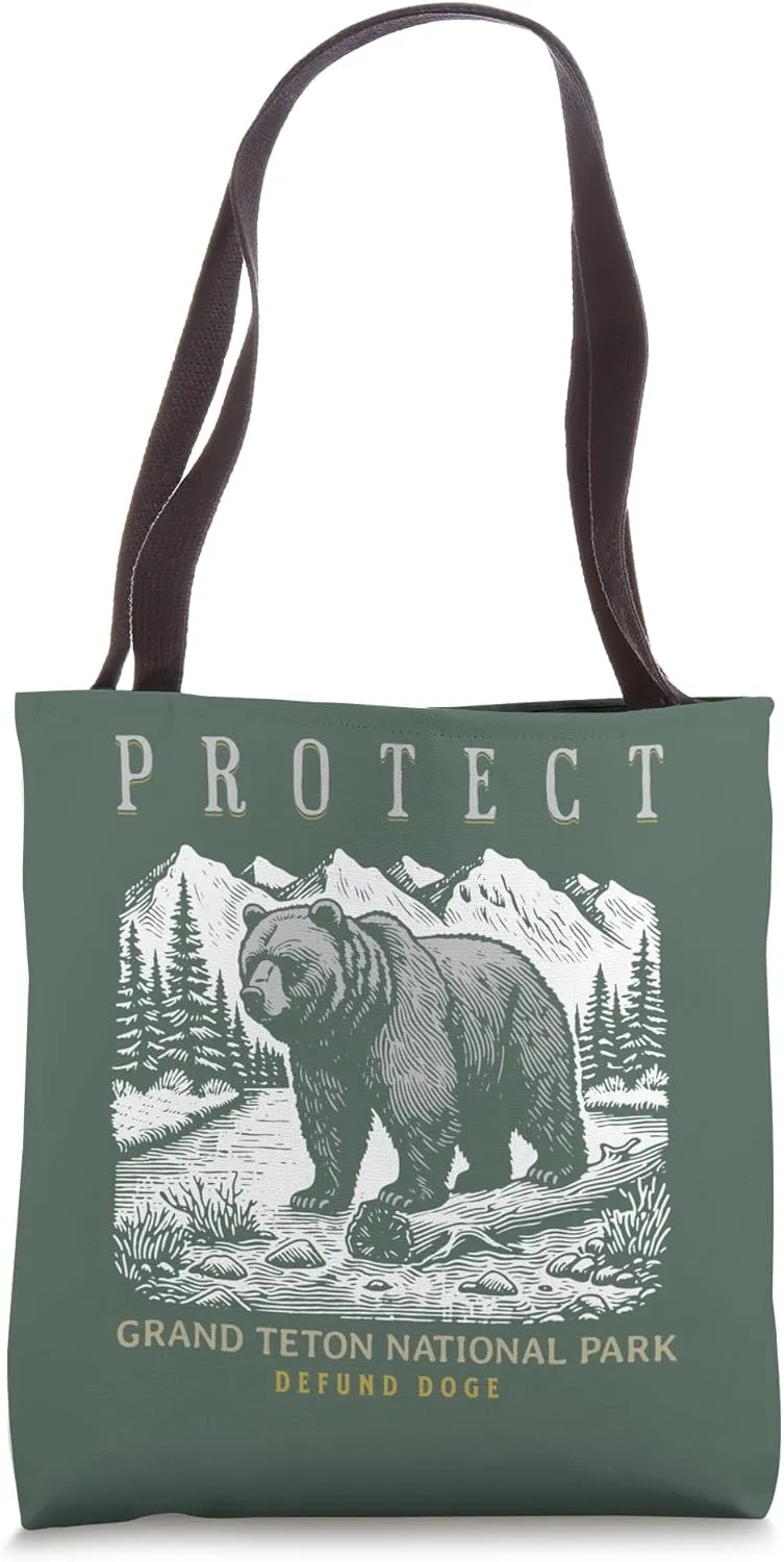 Grand Teton National Park Save Our Parks Not Profits Alt US Tote Bag