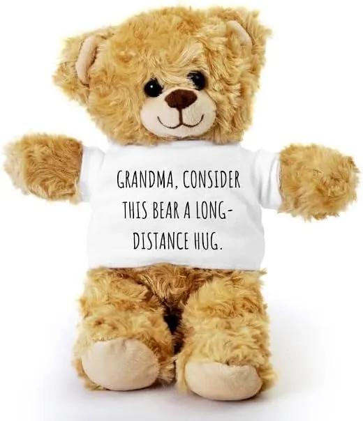 Grandma Teddy Bear, Grandma, Consider This Bear a Long-Distance Hug, Gift Stuffed Animal, Plush Teddy Bear with Tee, Welcoming Baby Gift, Birthday Christmas Basket Gift Idea