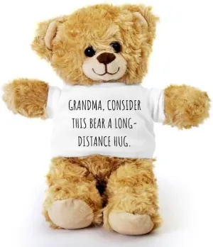 Grandma Teddy Bear, Grandma, Consider This Bear a Long-Distance Hug, Gift Stuffed Animal, Plush Teddy Bear with Tee, Welcoming Baby Gift, Birthday Christmas Basket Gift Idea
