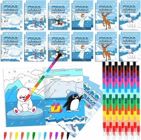 Gueevin 48 Pcs Winter Coloring Books 24 Polar Animals Coloring Books and 24 Crayons Polar Animals Party Favors Activity Books Bulk for Party Goodie Bag Stuffer Classroom Activity
