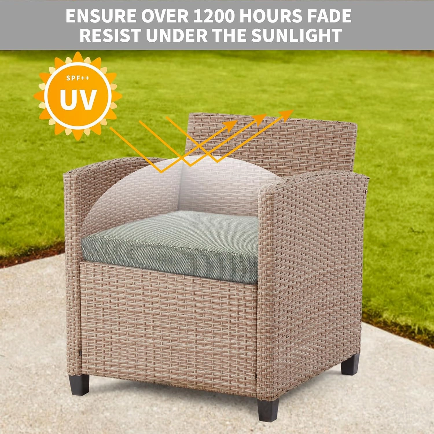 GUEGLSA Replacement Outdoor Cushion Covers 22x20x4 inch, Waterproof Patio Seat Cushion Slipcovers, Chair Cushion Slip Cover, Set of 2, Cream Turquoise