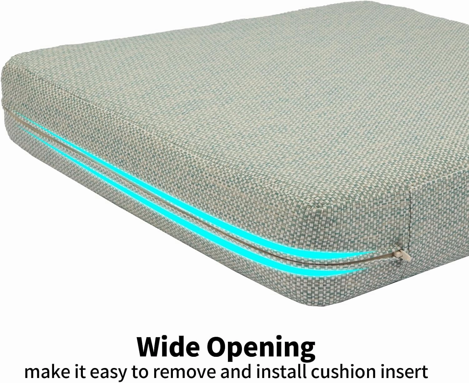GUEGLSA Replacement Outdoor Cushion Covers 22x20x4 inch, Waterproof Patio Seat Cushion Slipcovers, Chair Cushion Slip Cover, Set of 2, Cream Turquoise