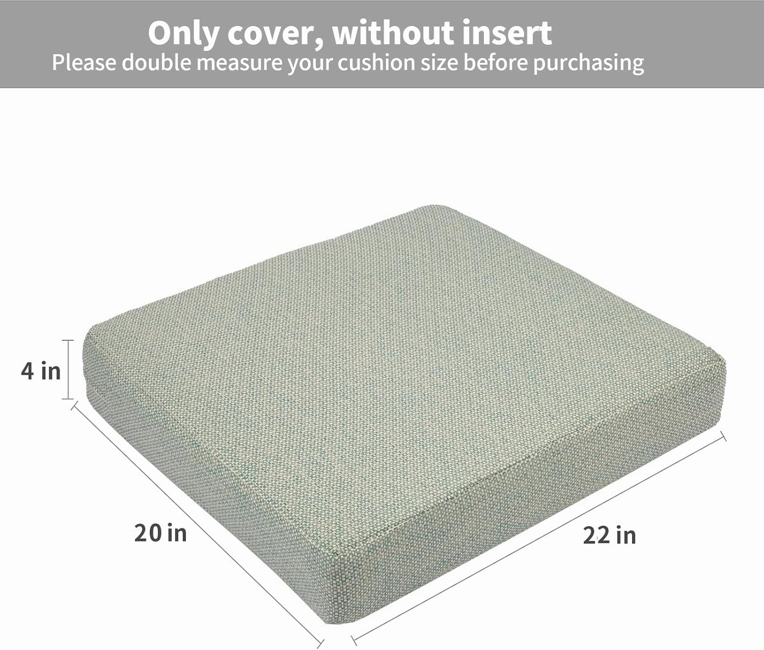 GUEGLSA Replacement Outdoor Cushion Covers 22x20x4 inch, Waterproof Patio Seat Cushion Slipcovers, Chair Cushion Slip Cover, Set of 2, Cream Turquoise