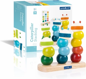 Guidecraft Caterpillar Stacking, Manipulative Toddler Toy - Kids Early Learning Development Toys, Wooden Educational Toy