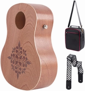 Guitar-Shaped Cajon, Portable Cajones Beat Box Hand Drum Cajon, Stringed Persussion Instrument Kit with Adjustable Strap and Carrying Bag, Mahogany Laminate Percussion Instrument