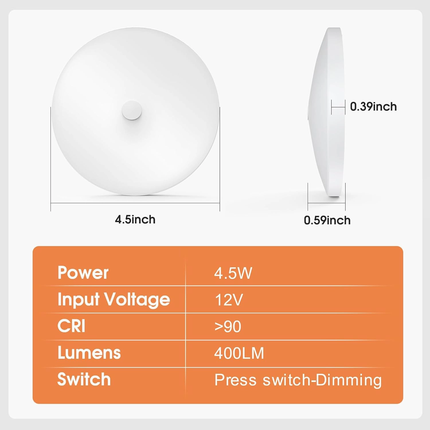 GZV RV Interior Lights, RV LED Ceiling Puck Light, 4 Pack 4.5 Inch 12V, RV Boat Interior Lighting, Dimmable Light for Camper Travel Trailer Motorhome(4000K with Nature White)