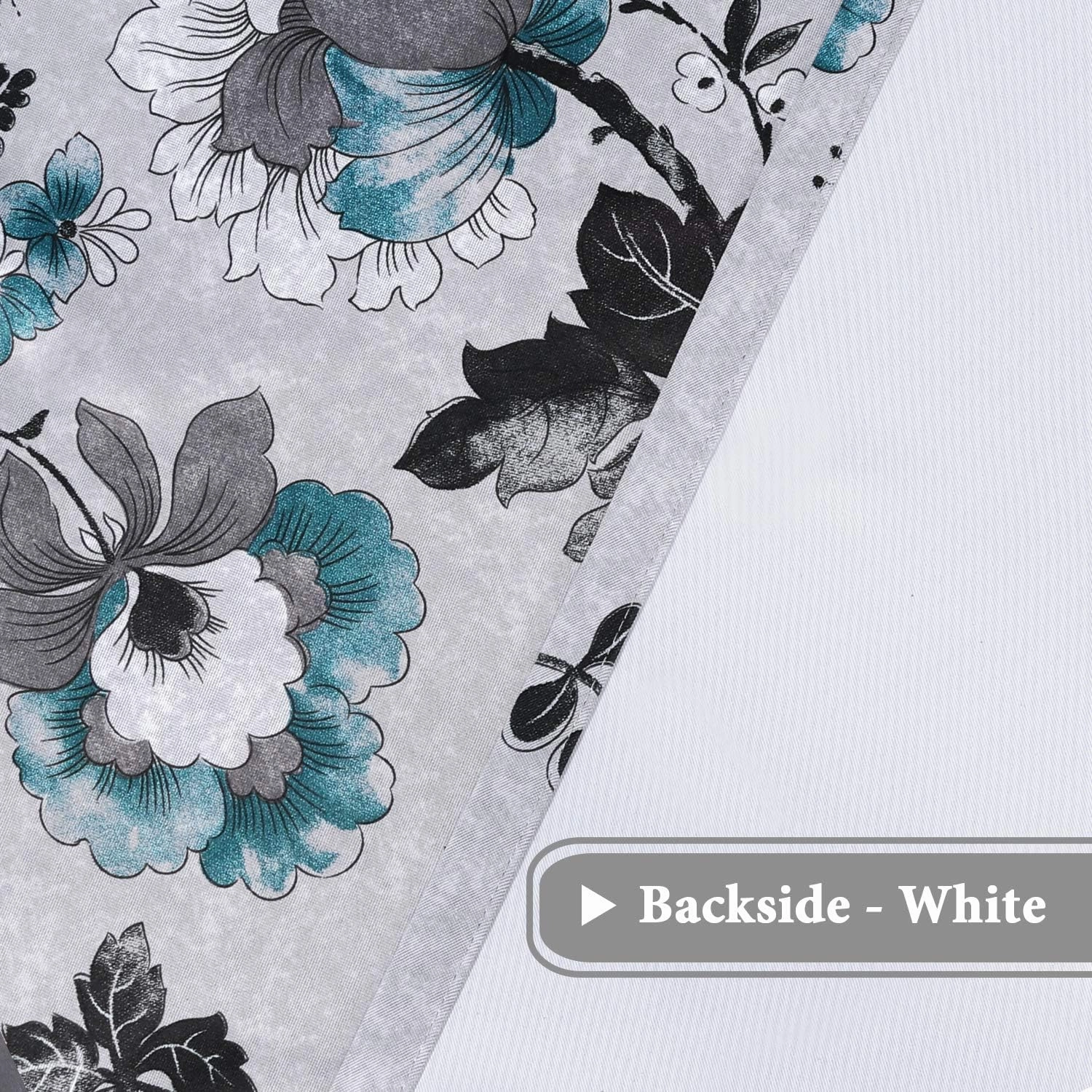 H.VERSAILTEX Blackout Curtains for Bedroom/Living Room Thermal Insulated Printed Curtain Drapes 63 Inches Long Energy Efficient Room Darkening Curtains Pair (2 Panels), Vintage Floral Grey & Teal
