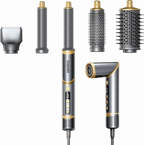 Hair Dryer Brush Hair Styler: 5 in 1 Air Styling & Drying System, Professional Air Wrap Hot Air Brush Set for Fast Drying, Curling Volumizing Smoothing & Styling, Detachable Oval Brush, Concentrator