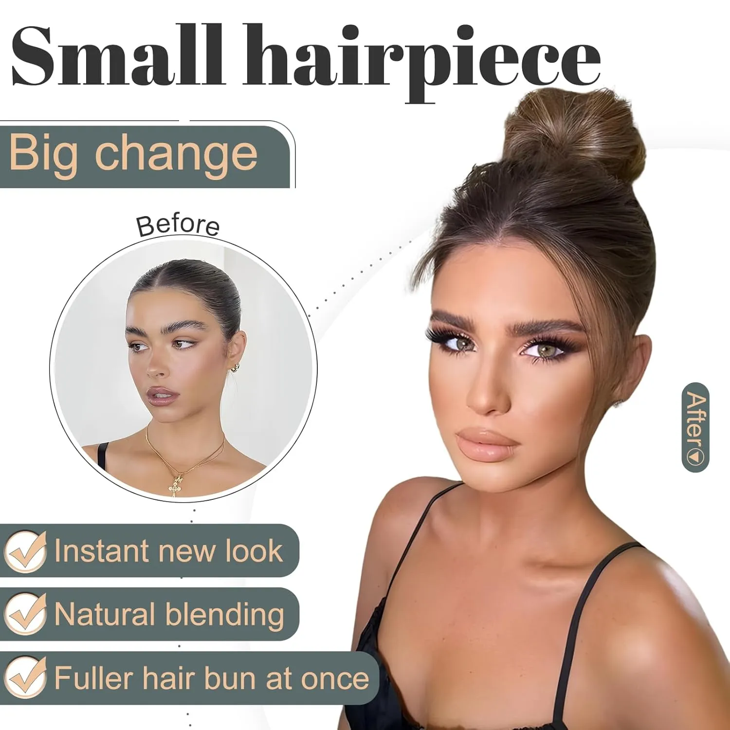 Hairro 2PCS Hair Bun Hair Piece Human Hair Messy Bun Scrunchies Real Hair Updo Hairpieces Remy Hair Bun Donot Elegant Chignon with Stretchy Elastic Rubber Band For Women 46g #1B Natural Black