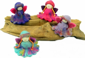 Hand Felted Colorful Flower Fairies Set of 4