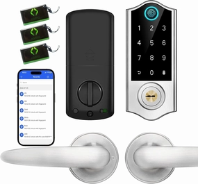 Harfo Smart Fingerprint Door Lock, Keyless Entry Deadbolt, Full App Control Biometric Lock, Electronic Digital Touchscreen Keypad, Auto Lock, Easy Install, Satin Nickel