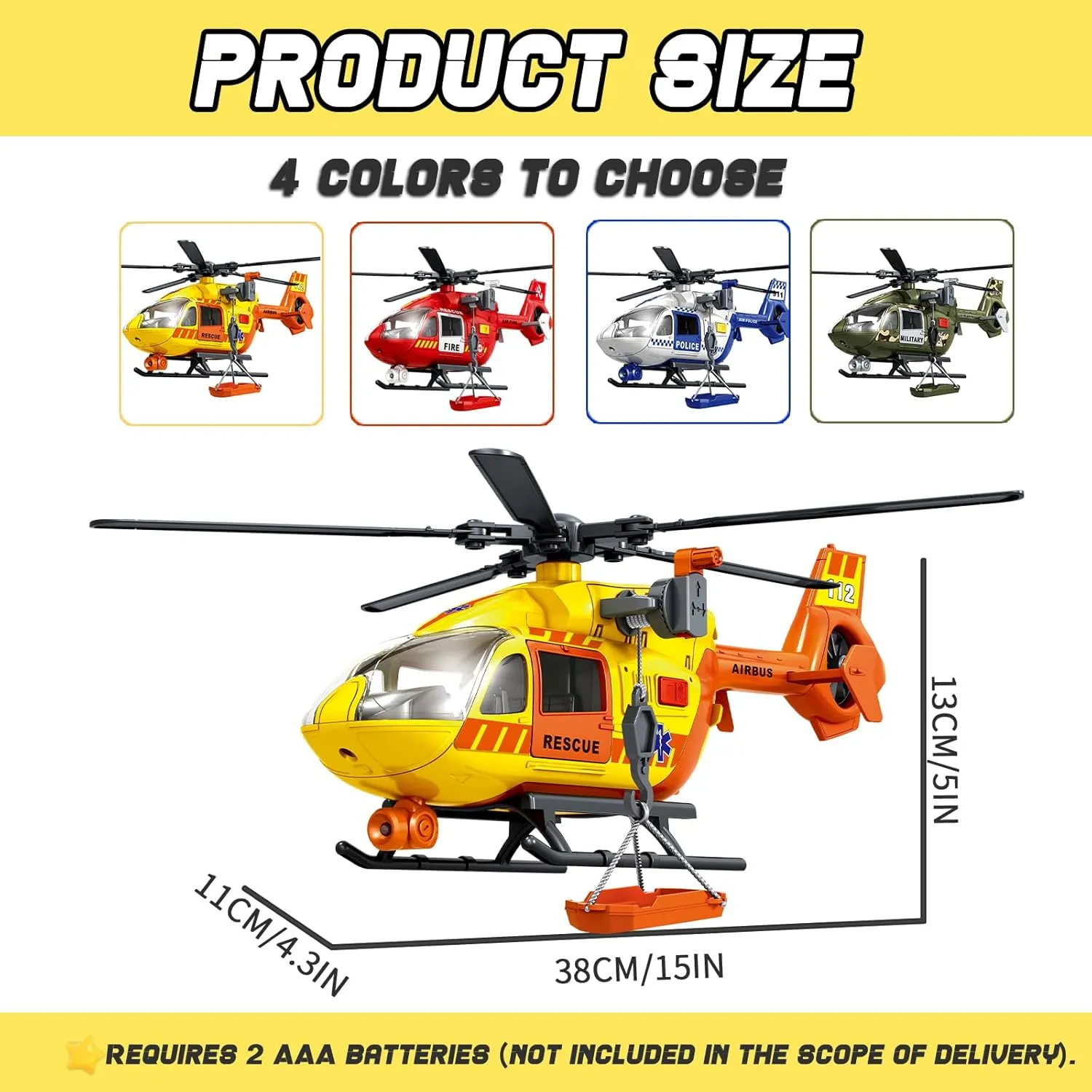 Helicopter Toy with Lights and Sound,Simulative Rescue Helicopter Toddler Kids Toys for Kids Aged 3 4 5 6 Pull-Back Propeller Army Toys Toddler Kids Boys Gifts (Rescue Helicopter)
