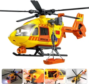 Helicopter Toy with Lights and Sound,Simulative Rescue Helicopter Toddler Kids Toys for Kids Aged 3 4 5 6 Pull-Back Propeller Army Toys Toddler Kids Boys Gifts (Rescue Helicopter)