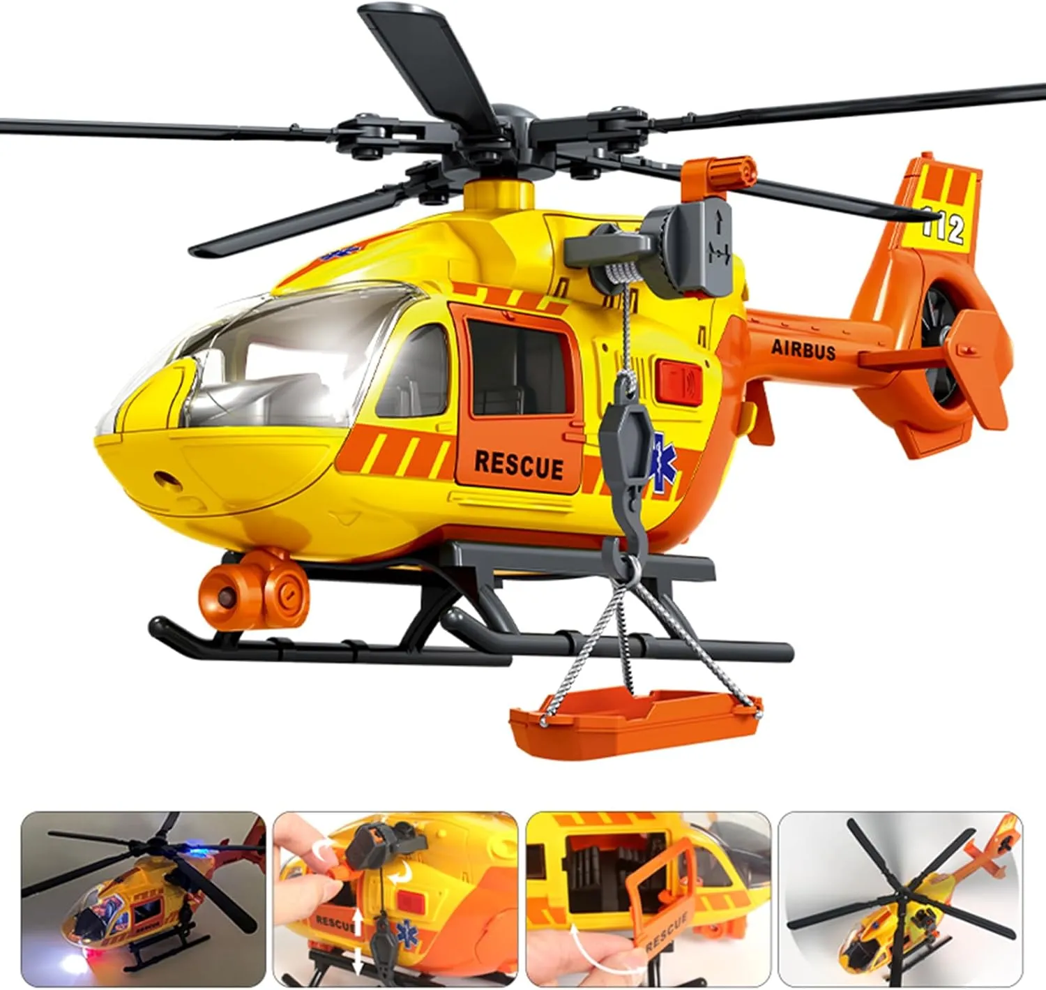 Helicopter Toy with Lights and Sound,Simulative Rescue Helicopter Toddler Kids Toys for Kids Aged 3 4 5 6 Pull-Back Propeller Army Toys Toddler Kids Boys Gifts (Rescue Helicopter)