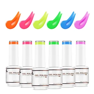 Hema Free Gel Nail Polish Nail Set Cruelty Free Vegan 6 Colors Neon Pink Orange Yellow Green Blue Purple Nail Polish Gel Kit