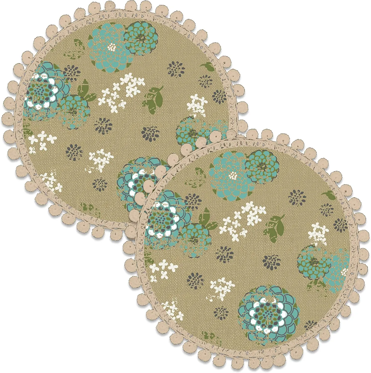 Heritage Lace Zinnia 10" Round Doilies (Set of 2), Green