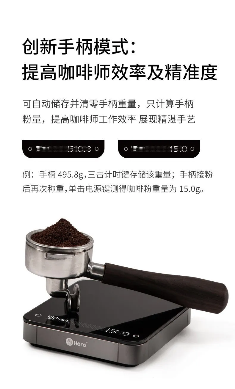 Hero Mirror Smart Coffee Scale with Timer, Kitchen Scale White/Black