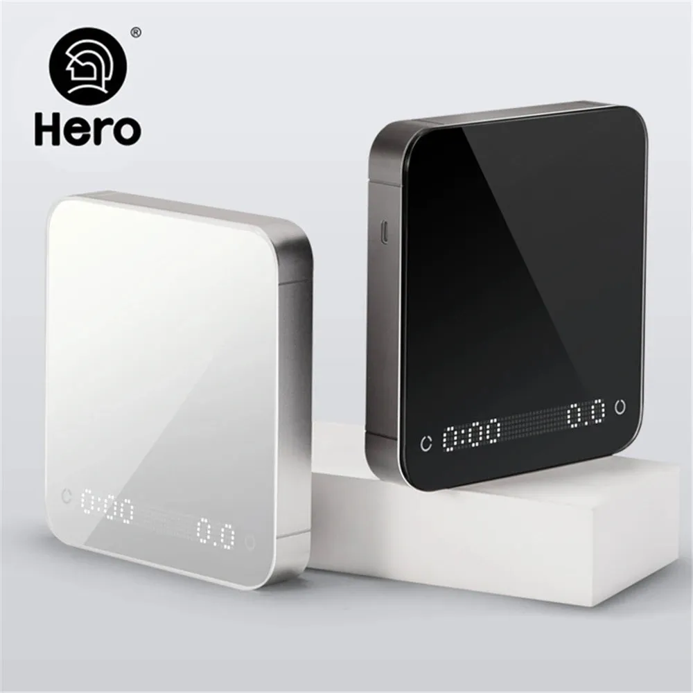 Hero Mirror Smart Coffee Scale with Timer, Kitchen Scale White/Black