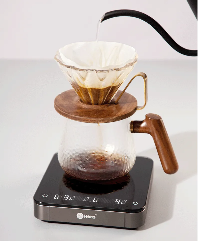 Hero Mirror Smart Coffee Scale with Timer, Kitchen Scale White/Black