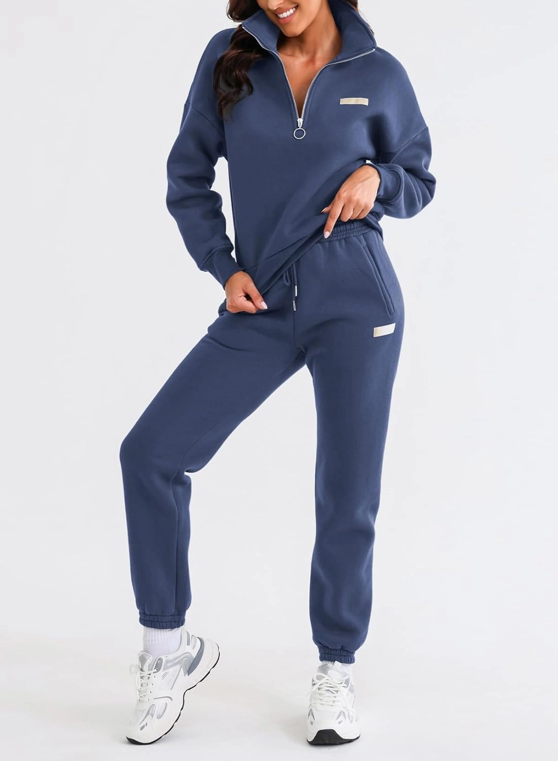 Herseas Women 2 Piece Outfits Sweatsuit Lounge Set Half Zip Pullover with Jogger Airport Tracksuit Matching Pants Set