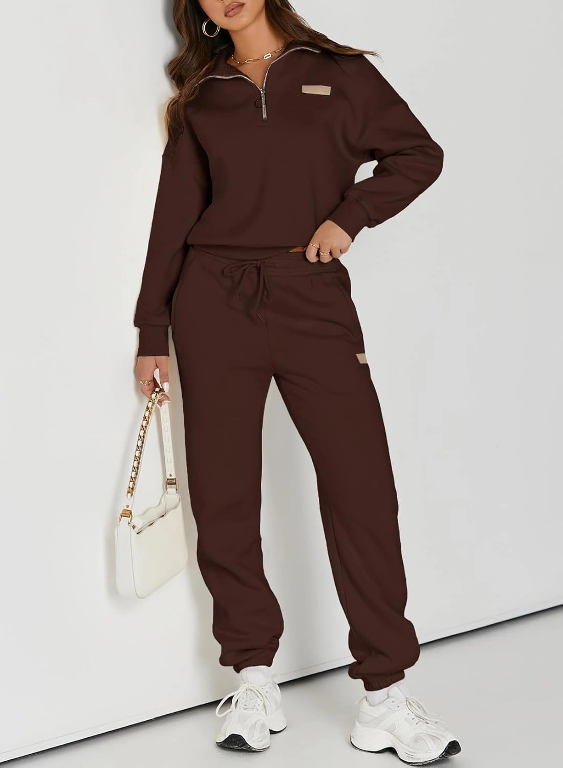 Herseas Women 2 Piece Outfits Sweatsuit Lounge Set Half Zip Pullover with Jogger Airport Tracksuit Matching Pants Set