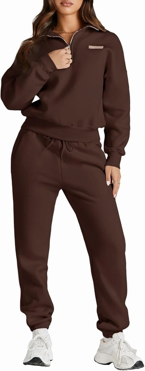 Herseas Women 2 Piece Outfits Sweatsuit Lounge Set Half Zip Pullover with Jogger Airport Tracksuit Matching Pants Set