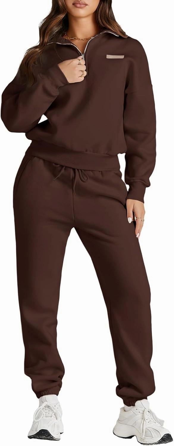 Herseas Women 2 Piece Outfits Sweatsuit Lounge Set Half Zip Pullover with Jogger Airport Tracksuit Matching Pants Set