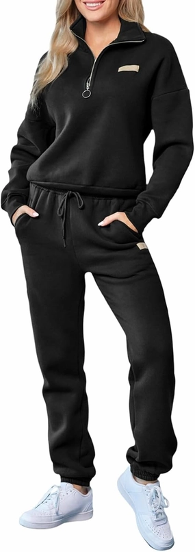 Herseas Women 2 Piece Outfits Sweatsuit Lounge Set Half Zip Pullover with Jogger Airport Tracksuit Matching Pants Set