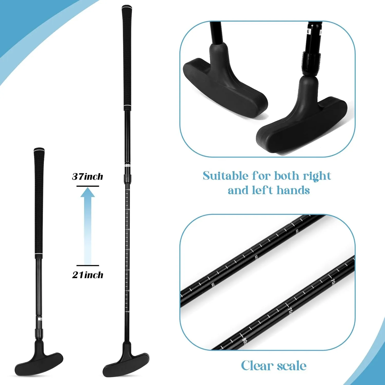 Hiboom 4 Pack Golf Putters for Men and Women Two Way Mini Golf Putter with 4 Balls Adjustable Length Kids Putter Bulk Right or Left Handed Golfers for Children Teenager Junior