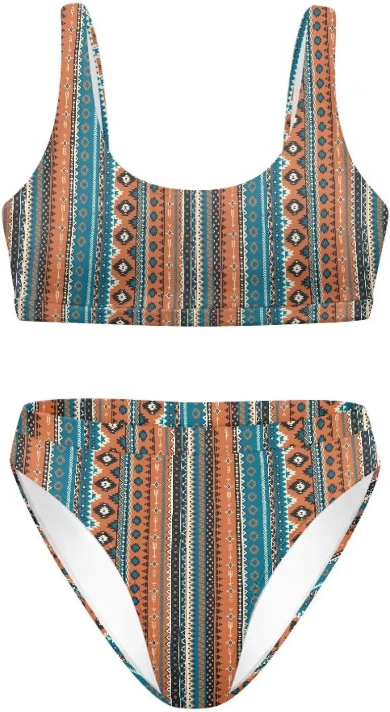 High Waisted 2 Piece Swimsuit,Bikini Sets for Women,Without Bra Pads Xs-5xl