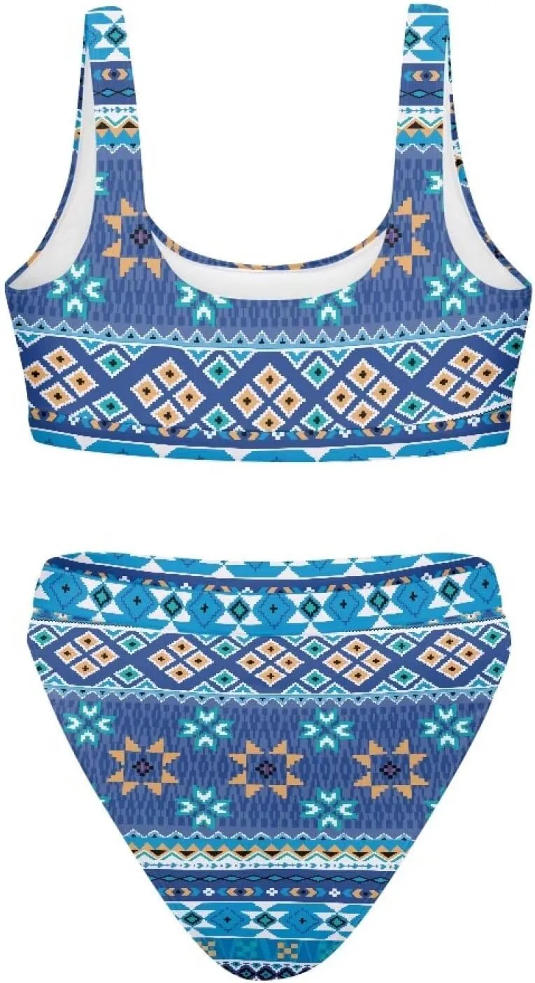 High Waisted 2 Piece Swimsuit,Bikini Sets for Women,Without Bra Pads Xs-5xl