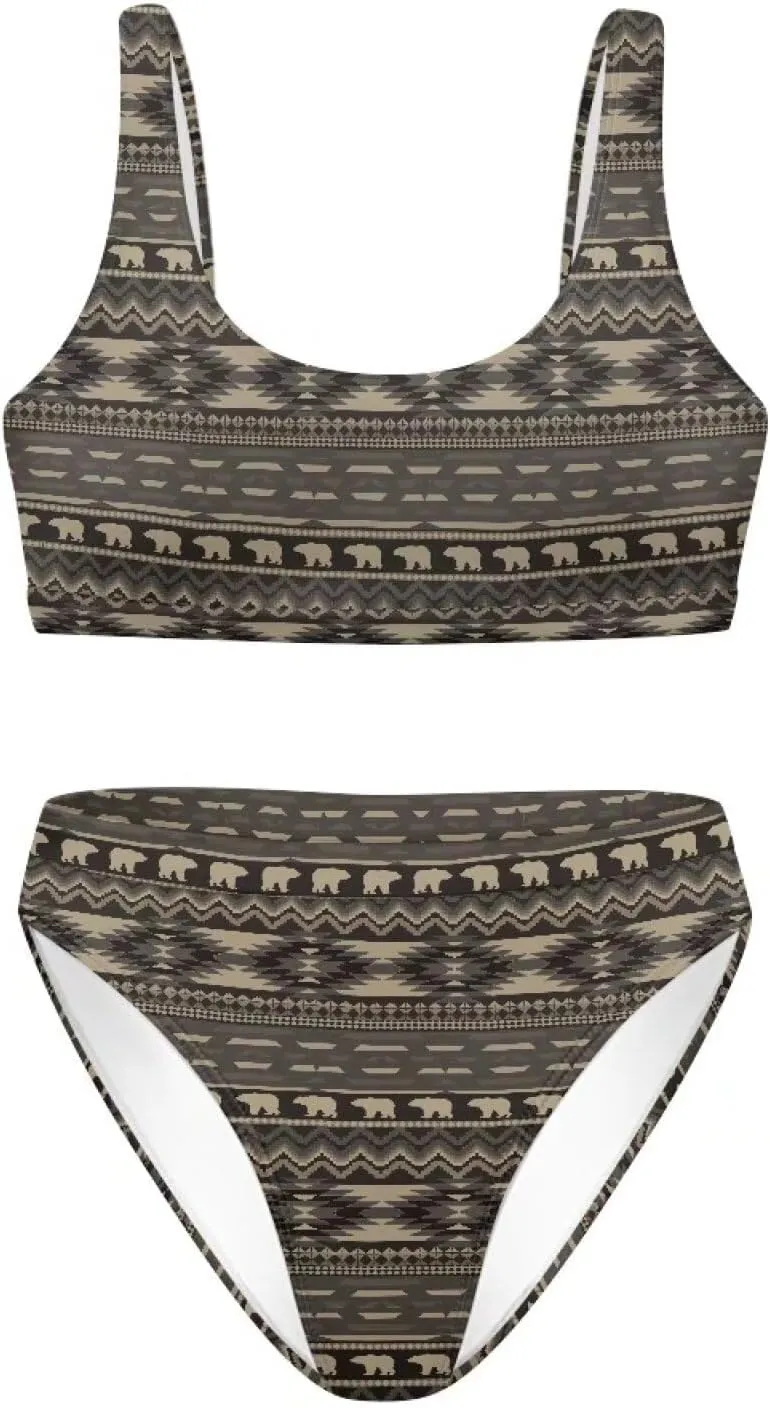 High Waisted 2 Piece Swimsuit,Bikini Sets for Women,Without Bra Pads Xs-5xl
