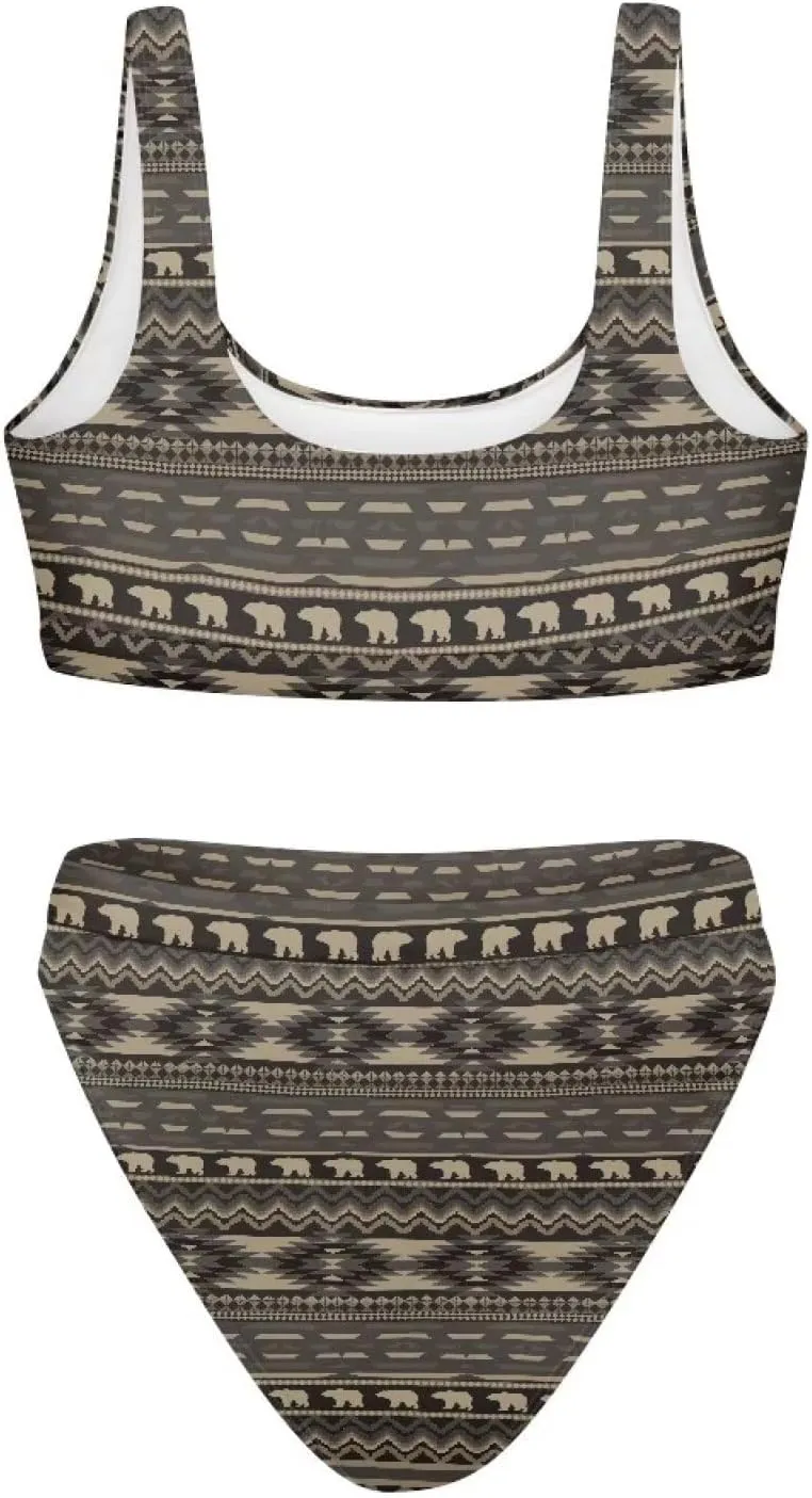 High Waisted 2 Piece Swimsuit,Bikini Sets for Women,Without Bra Pads Xs-5xl