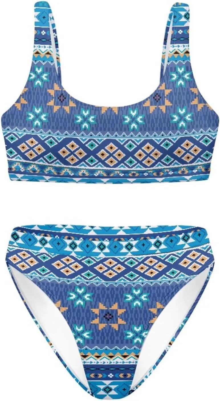 High Waisted 2 Piece Swimsuit,Bikini Sets for Women,Without Bra Pads Xs-5xl